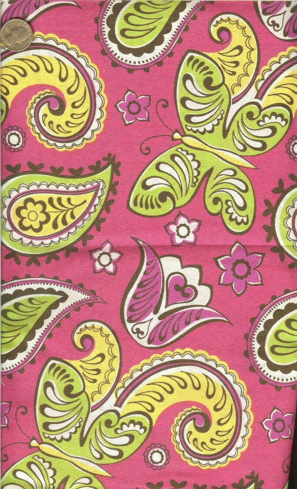 ¡VINTAGE! ESTUDIO HERMANO HERMANA "PAISLEY CON MARIPOSA" - 1 YARDA 32" DE LARGO Foto 1 de 1