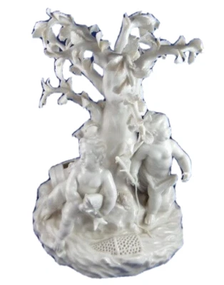 Antique Large Nymphenburg Porcelain Fishing Figurine Figure Porzellan Figur - Image 1 of 4