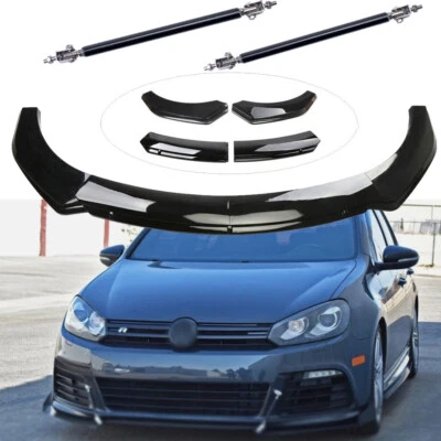 For Volkswagen Golf R MK6 Car Front Bumper Lip Spoiler With Strut Rods - Image 1 of 4