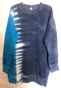 Sweat-shirt femme Old Navy taille LT grand teinture cravate surdimensionnée bleu royal neuf