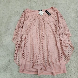 Jade Moon Knit Lace Overlay Top Shirt Women's Plus Size 3X Mauve V-Neck Poly - Picture 1 of 6