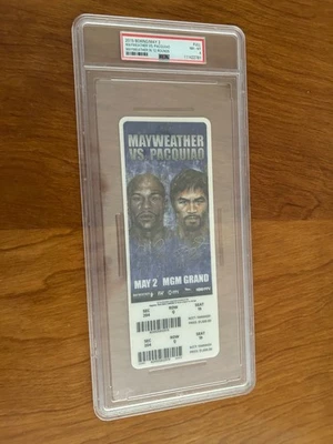 RARE 2015  FLOYD MAYWEATHER VS. MANNY PAQUIAO  FULL BOXING TICKET PSA 8 - Image 1 of 3