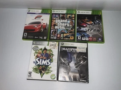 Lote de 5 juegos Xbox 360. Forza 4, GTA 5, The Crew, Transformers, Sims 3 Foto 1 de 4