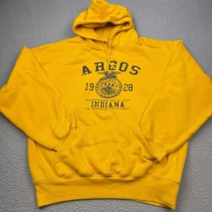 VINTAGE ARGOS Hoodie Mens Large Gold Indiana FFA Agriculture Sweatshirt - Picture 1 of 11