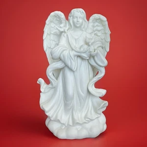 PartyLite Friedensengel Engel hält Band Tauben Kegel Kerzenhalter 8,5" - Bild 1 von 13