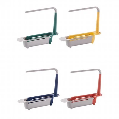 Kitchen Sink Rack Color Block Retractable Easy To Clean Multipurpose Storage - Image 1 of 4