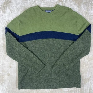 Vintage Structure 100% New Wool Sweater Mens XL Green Blue Shetland Crew Neck - Picture 1 of 12