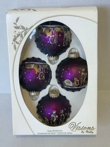 Stencil Vintage Natività Scena Betlemme Viola Decorazioni Natalizie Glitterato - Foto 1 di 8