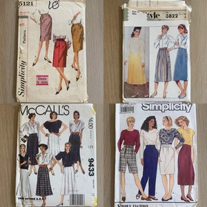 Bundle 4x Vintage Midi Skirt Sewing Patterns Waist: 67cm XS Pleated Midi A-line - Picture 1 of 9