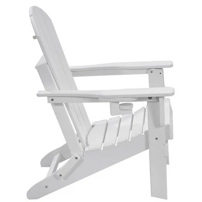 2 White Adirondack Chairs Folding Plastic All-Weather for Patio Fire Pit Garden - Image 1 of 4