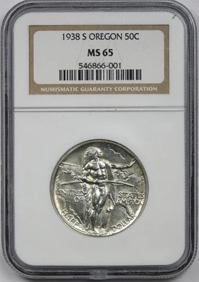 1938-S Oregon Trail 50C NGC MS 65 Early Silver Commemorative Half Dollar - Image 1 of 4