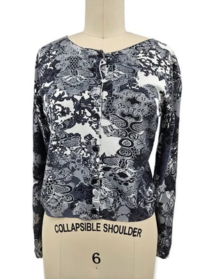 Cárdigan suéter vintage Vivienne Vivienne Tam Petite negro plateado para mujer PM Y2K Foto 1 de 4