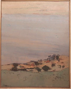 1921 Karl Yens Laguna Beach Scene Watercolor on Woodblock Print California Vtg - Picture 1 of 22