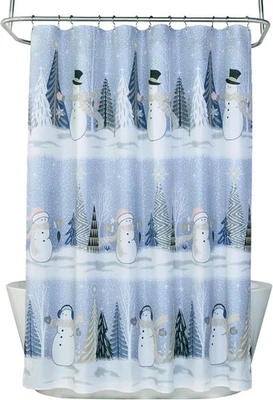SKL Hogar Navidad/Invierno Brillo y Glam Muñecos de Nieve 72"W x 70"L (Pack de 1), Azul  Foto 1 de 3