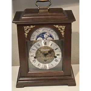 Vintage Seth Thomas 8 Tage 1219-000 funktionierende Mond Zifferblatt Manteluhr mit Schlüssel - Bild 1 von 9