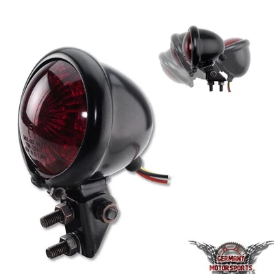 GERMANY MOTORSPORTS ToXx Motorrad LED Rücklicht schwarz rot Old School Custom Chopper Bobber Rund