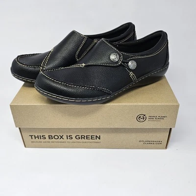 Zapatos mocasines planos negros Clarks Ashland Lane Q para mujer talla 8,5 M Foto 1 de 4