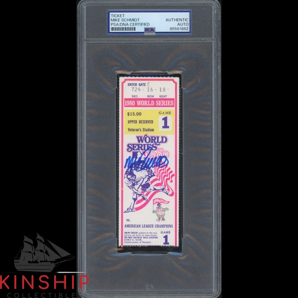 Mike Schmidt signed 1980 World Series Ticket PSA DNA Slab Phillies Auto C5265 - Image 1 of 1