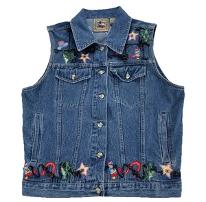 Dont Mess With Texas Chaleco Mujer Pequeño Denim Jean Camisa Top Cottagecore De Colección - Imagen 1 de 15