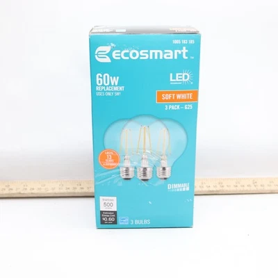 (3-Pk) Ecosmart Filament LED Vintage Edison Light Bulb Soft White 60W 1005183185 - Image 1 of 4