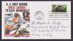 Lt. Stephen Gregg, Medal of Honor for action in France during WWII, signed FDC - Picture 1 of 1