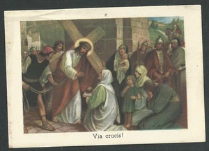 Estampa antigua Via Crucis andachtsbild santino holy card santini - Imagen 1 de 1
