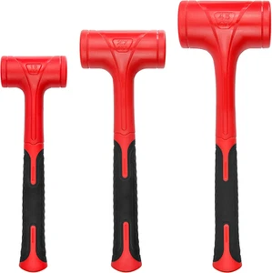Set martelli Dead Blow, 3 pezzi/16 once (1 libbra), 27 once (1,5 libbre), 45 once (3 libbre), rosso e nero, Sho - Foto 1 di 12