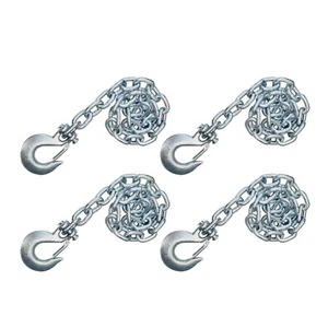 4 Pack Heavy Duty Grade 43 3/8" x 37" Trailer Safety Chain w/ Clevis Slip Hook - Picture 1 of 7