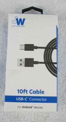 Just Wireless 10ft Cable USB-C Connector For Andriod Devices Premium Wiring - Image 1 of 4