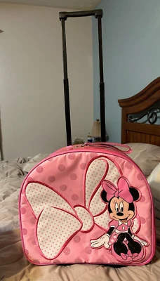 DISNEY MINNIE MOUSE ROLLING SUITCASE LUGGAGE RETRACTABLE HANDLE - Image 1 of 4