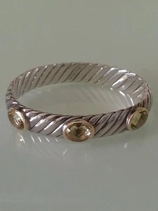 DAVID YURMAN Sterling Silver/18K Hampton Lemon Citrine Bangle Bracelet - Picture 1 of 10
