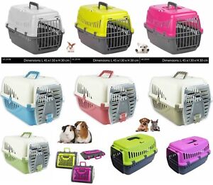 Plastic Pet Cat Dog Carrier Travel Basket Cage Outdoor Medium Pink Green Silver