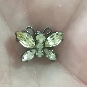 Czech glass rhinestone mini butterfly button lapel embellishment - Picture 1 of 13