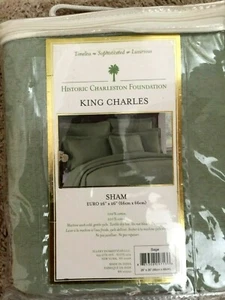 NWT Historic Charleston Foundation King Charles Sage Euro Sham 26x26 100% Cotton - Picture 1 of 10