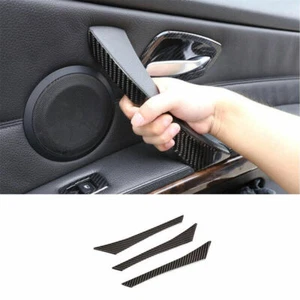 Fit For BMW 3-Series 2005-2012 Real Carbon Fiber Inner Door Armrest Cover Decor - Picture 1 of 8