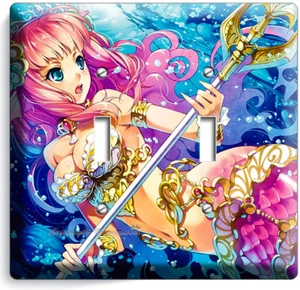 ANIME CUTE MANGA GIRL LITTLE MERMAID LIGHT SWITCH 2 GANG WALL PLATES ROOM DECOR - Picture 1 of 1