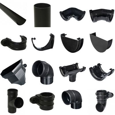 NEW PVC Cast Iron Effect Half Round Guttering/Union/Shoes/Downpipes/Bends/Clips • 7.66£