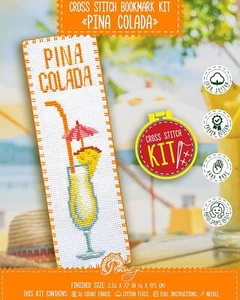 Drink Cross Stitch Bookmark Kit Pina Colada with Counted cross stitch pattern - Picture 1 of 8