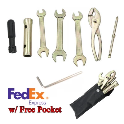 7Pcs Universal Motorcycle Spark Plug Spanner Wrench Socket Tool Kit w/ Pocket US Foto 1 de 4