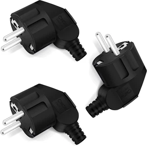 3X Schuko Stecker, Stecker 250V (16A), Schutzkontakt-Stecker Mit Knickschutztüll - Bild 1 von 7