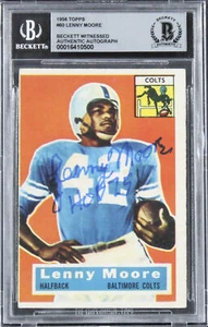 Colts Lenny Moore "HOF 75" Signed 1956 Topps #60 Rookie Card Auto 10 BAS Slab 2 - Picture 1 of 2