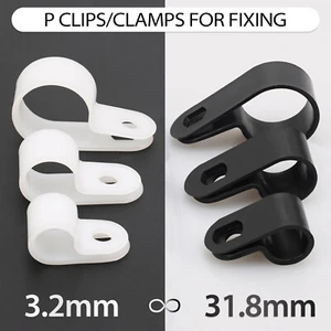 PLASTIC NYLON P CLIPS/CLAMPS FOR FIXING PIPE WIRE CABLE 3.3-31.8mm HOSE MOUNTING - Picture 1 of 33