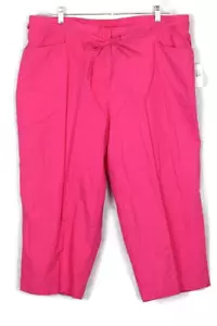 Sag Harbor Pink Women's Cropped Pants Elastic Waist Drawstring Size 22W 035 - Picture 1 of 4