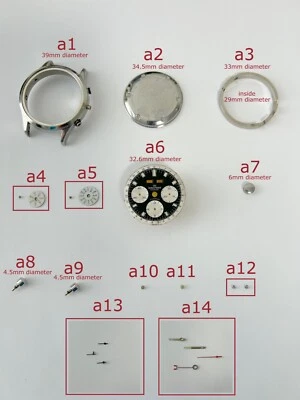 Wakmann Cronógrafo 71.1309.70 Parte Caja Empujador Dial Mano Sub Segundo Valjoux 730 Foto 1 de 4