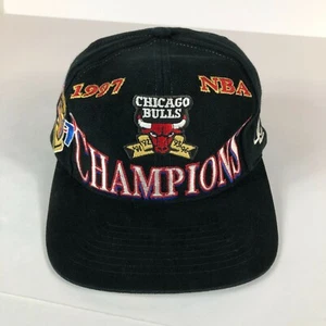 Logo Athletic Snap Back One Size Vintage 1997 Chicago Bulls Championship Black  - Picture 1 of 8