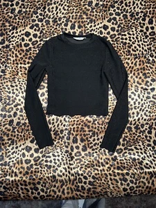 H&M Girls Black Glitter Cropped Long Sleeve  - Picture 1 of 4