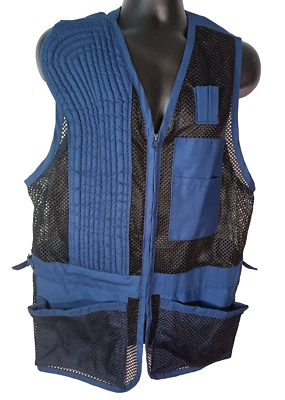 Shooting Vest Men's Size 44 Navy w/Black Mesh Made in USA Top of the Line Sports - Image 1 of 4