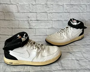 Nike Air Force 1 Mid ‘07 White/Black Leather Sneakers 315123-124 Men's Size 15 - Picture 1 of 14