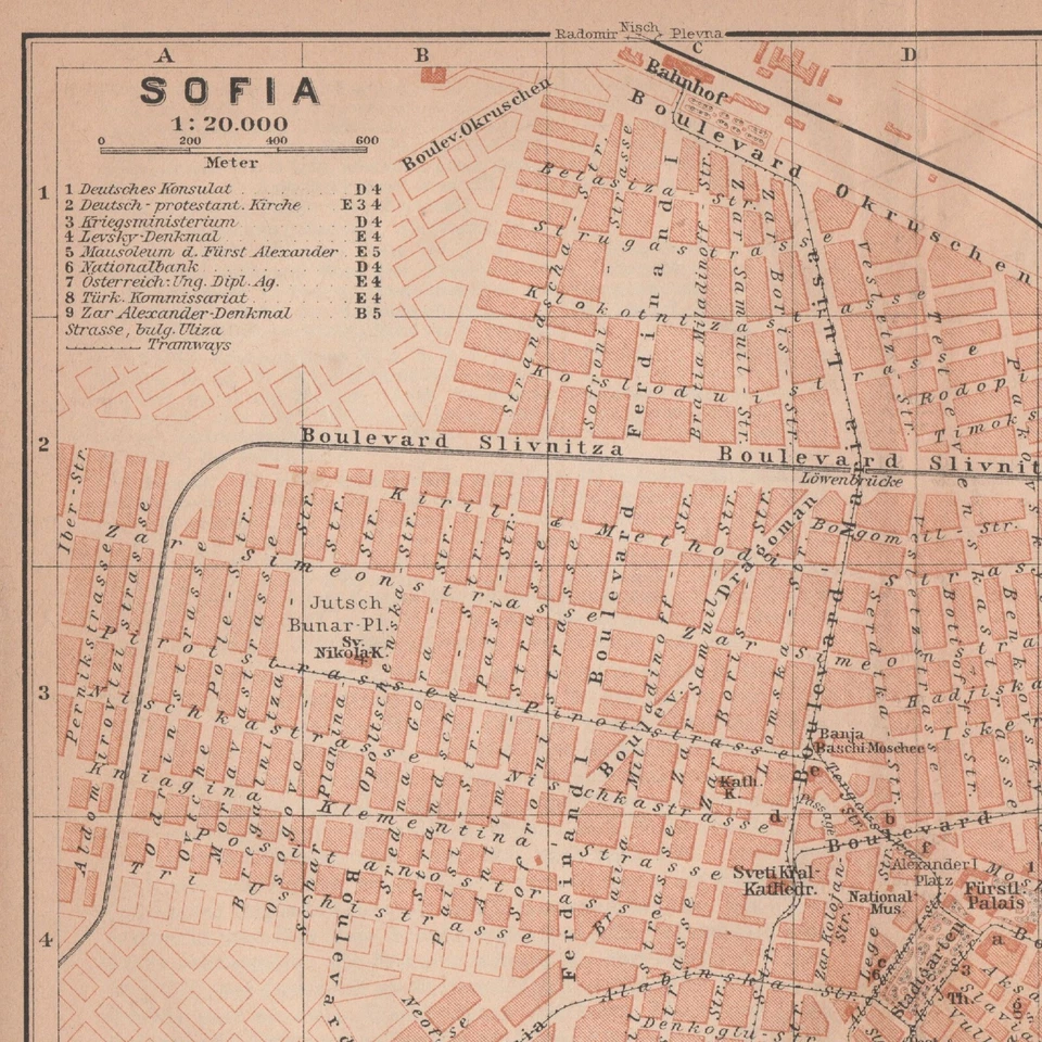 SOFIA София   Original city plan map  1905 BULGARIA - Image 1 of 4