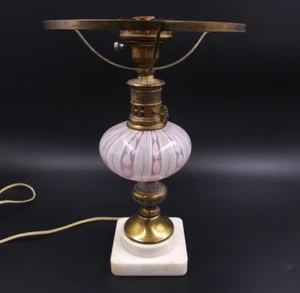 Zanfirico Latticino Vidrio Rosa GWTW Lámpara Huracán Murano Italia Base Mármol - Imagen 1 de 12
